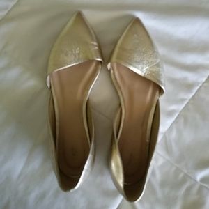 J Crew Gold Leather D'Orsey Flats